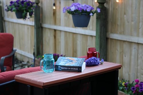 Single Bar Redwood Top & Black Base Ideal for Patio Hot Tub Area Backyard Durable WeatherResistant Design Easy Nohardware Assembly Proudly Made in USA - color: Black/Redwood, size: Single Bar without Barstools