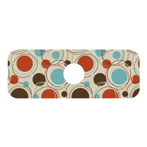 Mid Century Modern Retro Polka Dots 15" X 5.5" Kitchen Sink Splash Guard Faucet Faucet Guard Draining Mat Sink Splash Guard Faucet Kitchen Bathroom - color: Mid Century Modern Retro Polka Dots
