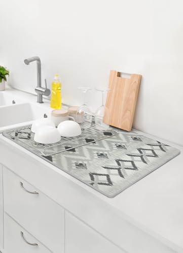 FloorPops Dierdre Grey Quick Dry Diatomite Non Slip Stone Bath Mat - color: Dierdre Grey Stone
