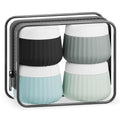 Mrsdry Travel Containers for Toiletries 4 Pack, TSA Approved Travel Size Toiletries, Travel Size Containers, With Clear Bag Leak Proof Silicone Jars, Travel Essentials Creams Jars Carrying Small Items - color: Black Gray, size: 3 oz