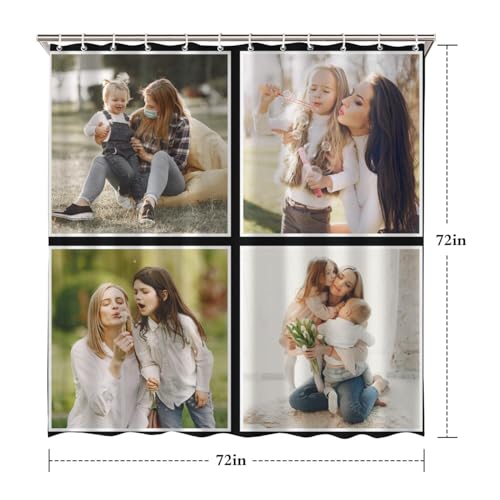 Personalized Shower Curtain Set Custom Photo Shower Curtains Modern Minimalist Home Bathroom Curtain Decor with 12 Hooks 72 Inch Wide * 72 Inch High - color: 4 Photo, size: 72"W x 72"L (Pack of 1)