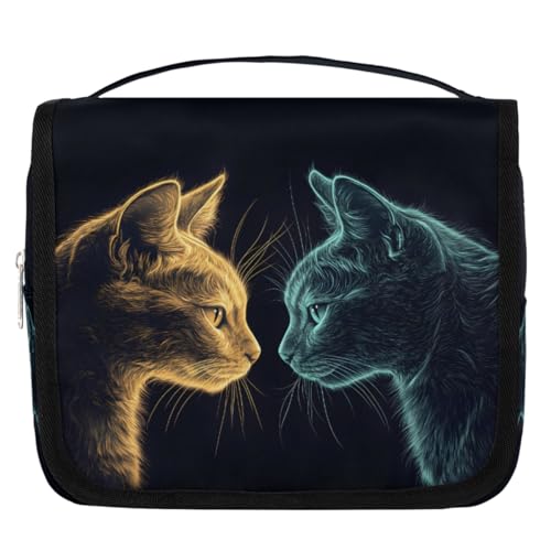 Travel Hanging Toiletry Bag for Women Girl Kinds Of Golden Emerald Blue Cat Cosmetic Bag Waterproof Makeup Organizer for Accessories, Shampoo, Full Sized Container, Toiletries for Bathroom Shower - color: E 10