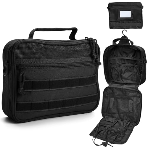 SUNRISING Tactical Travel Toiletry Bag for Men and Women, Hanging Travel Toiletry Organizer Dopp Kit, Toiletries Shaving Hygiene Bathroom Bag,Men's Toiletry Bag for Short Trips Camping - Black - color: Black
