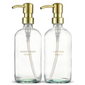 MaisoNovo Soap Dispenser 2-Piece Set | 16.9oz Clear Bottles with Gold Stainless Steel Pump Core - color: Clear/Gold