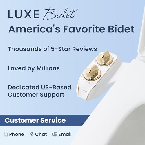 LUXE Bidet NEO 185 Plus - Dual Nozzle, Non-Electric Bidet Attachment for Toilet Seat, Patented Slide-In Install, 360° Self-Clean, EZ-Lift to Clean, Feminine & Rear Wash (Gold) - color: Gold