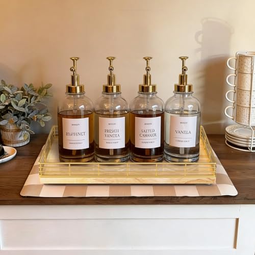 Bathroom Vanity Tray, 13" x 8" Oak Decorative Wooden Tray for Countertop | Large Bathroom Vanity Organizer, Wood Tray for Perfume Skincare Accessories Storage, Vanity Dresser Decor, Gold & Natural Oak - color: Natural, size: 13" x 8" x 2"