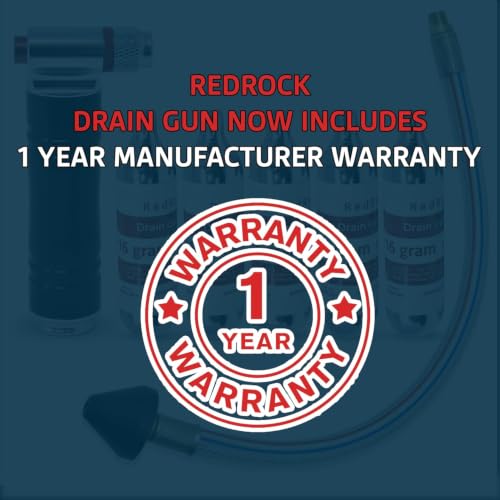 RedRock Gallo Drain Gun AC Drain Line Cleaner Tool, HVAC Air Conditioner Condensate Blaster Cleaning Kit with Flexible Hose Pipe, Includes 5 Unthreaded CO2 Cartridges - color: Red