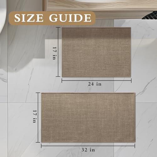 YIHOUSE Brown Bathroom Rug Sets 2 Piece, Bath Mat Quick Dry, Thin Bath Rug Set, Absorbent Bath Mat for Bathroom Non Slip Washable for Toilet and Floor 17"x24"+17"x32" - color: Brown, size: 2 Piece (17"x24" + 17"x32")