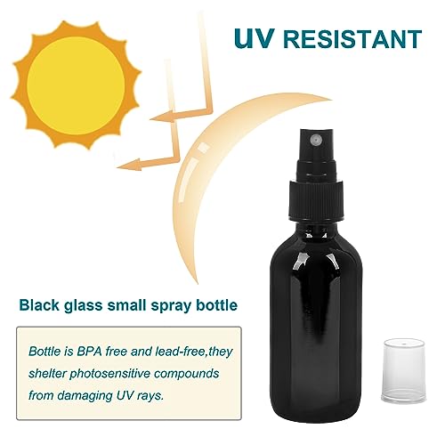 NOOEEISS Black Glass Small Spray Bottle 2 oz 48 Packs,Fine Mist Sprayer Small Clear Bottles,Refillable Containers mini spray bottles for Cleaning Solutions and Skin Care (Black 48pcs) - color: Black, size: 48Pack