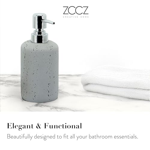ZCCZ -Beige Bathroom Accessories Set 4 Pcs - Toothbrush Holder, Soap Dispenser, Vanity Tray, Bathroom Tumbler - Countertop Vanity Organizer - Bathroom Accessory Set- Toothbrush Holder Set, Stone Sets - color: Gray, size: 4pcs