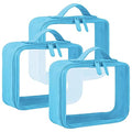 ANRUI TSA Approved Toiletry Bag with Handle Strap, Clear Travel Liquids Toiletries & Cosmetics Organizer Carry-On Luggage for Women and Men 3 Pack (Same Size), 3 - Blue, 3 Count (Pack of 1), Clear