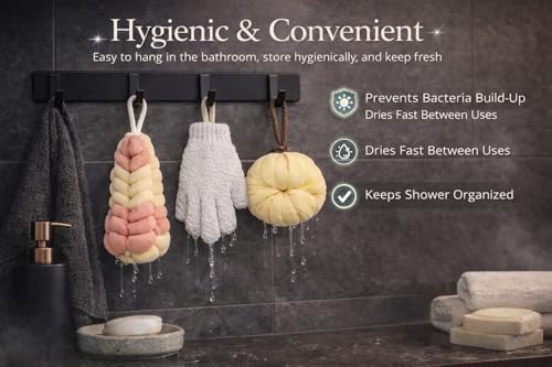 Ja'Kdrs Loofah and Exfoliating Glove Set, 2 Piece Bath Sponge Set (Pink & Ivory) - color: Pink & Ivory