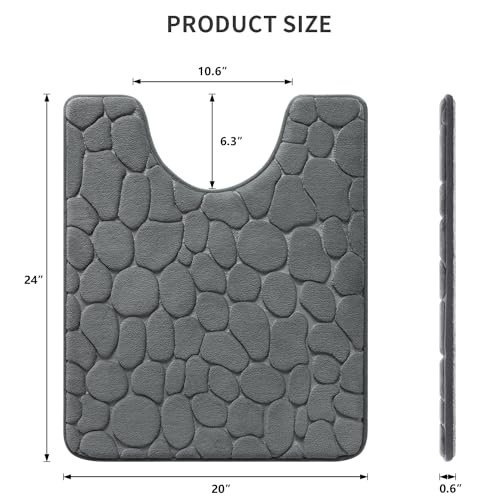 YIHOUSE Memory Foam Bath Mat Cobblestone Bathroom Rugs Super Water Absorbent Bath Mats for Bathroom Machine Washable Bath Rugs(20 x 24,Dark Gray) - color: Dark Gray Single, size: 1'8" x 2' (Rectangular)
