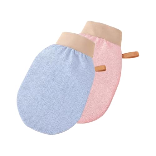 Exfoliating Bath Towel Set for Women Strong Cleaning Back Scrubber - color: Light Pink, Light Blue