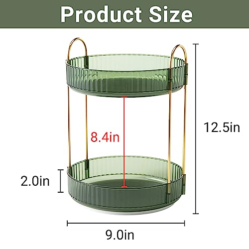 Asayuee 360 Rotating Makeup Organizer for Vanity,2 Tier Large Capacity Skincare Organizers,Bathroom Counter Organizer, Spinning Perfume Organizer & Vanity Organizer (Green-2 Tier) - color: Green, size: 2 Tier