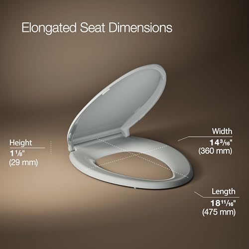 KOHLER CACHET® Nightlight Soft Close Toilet Seat Elongated, ReadyLatch®, Grip-Tight Hardware, Ice Grey - color: Ice Gray, size: Elongated