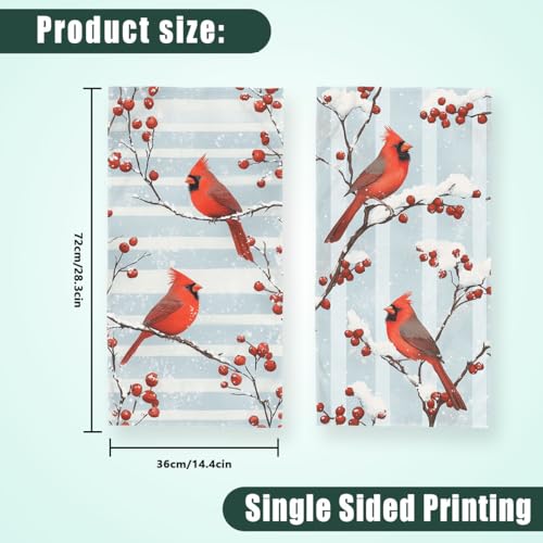 Cardinal Bird Bath Hand Towels Absorbent Red Berry Christmas Winter Holiday Bath Hand Towels for Bathroom Home Hotel Spa Gym Yoga Nautical Beach Bathroom Decor Gifts for Women Man 14"x28" - color: Cardinal Bird