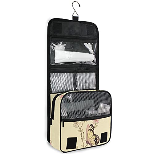 senya Hanging Travel Toiletry Bag Kit Makeup Case Cosmetics Organizer for Men Women - color: Butterfly Watercolor