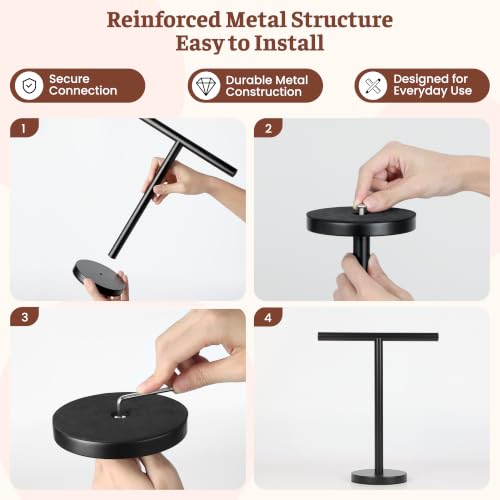 Hand Towel Holder Stand, Freestanding Bathroom Towel Rack, Black, 2 Pack | Weighted Stainless Steel Base Helps Prevent Tipping While The Open T-Shape Keeps Towels Dry on Bathroom Countertops - color: Black-2 Pack