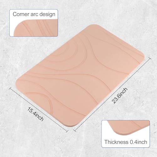 Stone Bath Mat, 2 Pack Diatomaceous Earth Shower Mat, Non-Slip Super Absorbent Quick Drying Bathroom Floor Mat, 24x15, Pink - color: Pink, size: 24" x 15" (2 Pack)