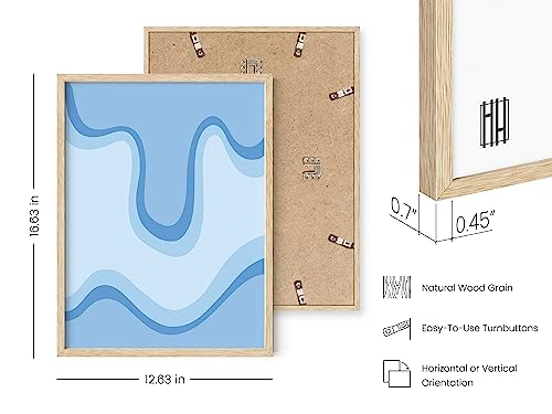HAUS AND HUES Blue Wall Art with Frame - Set of 3 Watercolor Painting Art, Contemporary Modern Abstract Decor (Beige Frame, 12x16) - color: Color Drip, size: 12"L x 16"W, style: Beige Framed