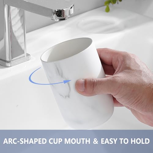 Marble Toothbrush Holders for Bathrooms - 1 Cups Ceramic Toothbrush Toothpaste Holders, White Marble Bathroom Tumbler Cups Reusable Toothbrush Mouthwash Cup, Bathroom Counter Organizer. - color: White Marble, size: 1pcs