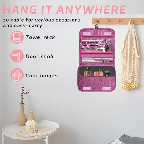 Toiletry Bag Travel Bag with Hanging Hook, Waterproof Capacity Hanging Multifunctional Makeup Bag for Toiletries, Portable Cosmetic Bag Travel Organizer for Women and Men(Purple) - color: B1-Purple