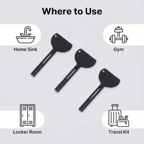 Semi-Circle Tube Paste Squeezer Set, Black 3 Pack Rolling Key Turner for Toothpaste and Cream Tubes, Easy Grip Handle for Bathroom Counter, Travel Kit, Reusable - color: Black
