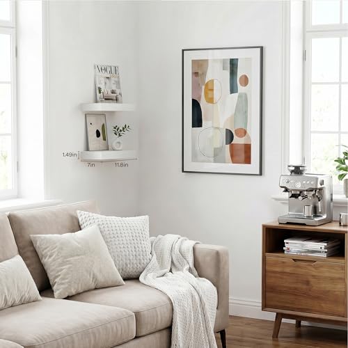 Floating Shelves Set of 2,11.8 Inches Small Wall Shelves for Living Room Bathroom Kitchen and Bedroom,White - color: White, size: 11.8''