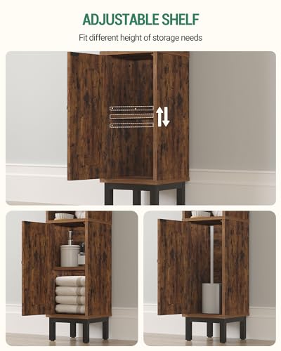 Hzuaneri Bathroom Storage Cabinet, Small Corner Floor Cabinet with Door and Shelves, Narrow Toilet Paper Holder, Bathroom Organizer with Adjustable Shelf, for Small Spaces, Rustic Brown BC08201X - color: Rustic Brown, size: 7.9"D x 7.9"W x 32.7"H