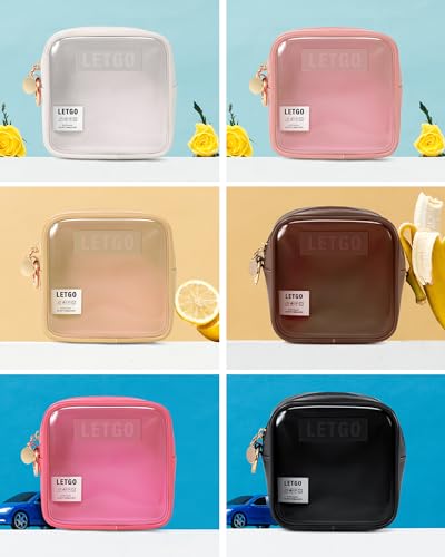 LETGO Clear Sunscreen Bags For Beach Pool,Waterproof Mini Sun Bag Travel Toiletry Makeup Bag,Travel Beach Pool Summer Essentials SPF Bag For Women Girls(Mini Black) - color: AA-Mini-Black