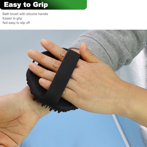 2-Pack Silicone Body Scrubber Shower Brushes,Exfoliating Body Scrubber for All Skin Type, Eco Friendly Shower Scrubber for Body, Silicone Body Brush for Showering (Black & Green) - color: Black & Green