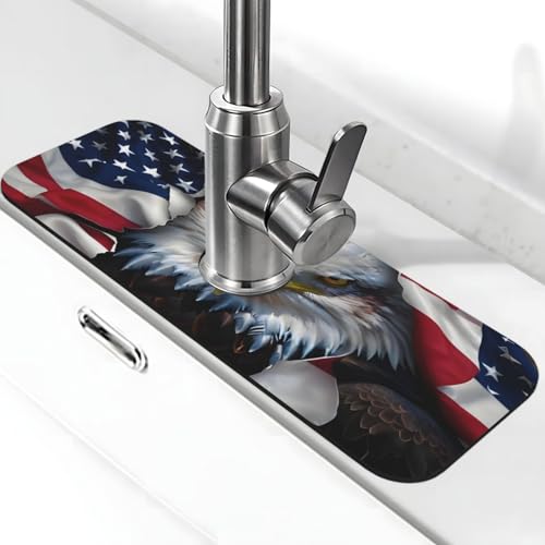 American Eagle Flag Kitchen sink faucet pad, strong water absorption, anti slip, easy to clean, very suitable for splash and drip prevention, suitable for kitchens and bathrooms - color: American Eagle Flag