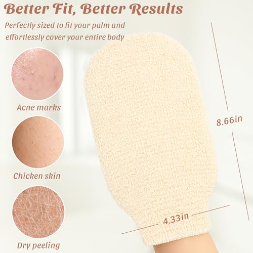 2-Pack Hemp Bath Gloves – Natural Shower Mitts for Body Scrub, Gentle Exfoliating Washcloth Mittens for Men & Women Skincare