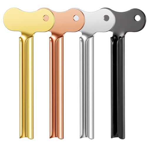 4 PCS Toothpaste Squeezer, Metal Tube Squeezer, Stainless Steel Toothpaste Roller, Manual Tube Wringer Key Dispenser for Cream Cosmetic Paint Squeezing Aids