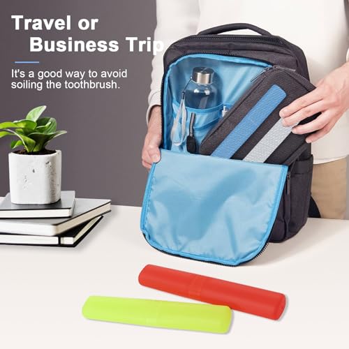 Mulbozy 4 Pack Portable Travel Toothbrush Case, Transparent Breathable Plastic Toothbrush Holder for Home, Travel, Business, Camping, School - color: Style B-Blue, Red, Yellow, White