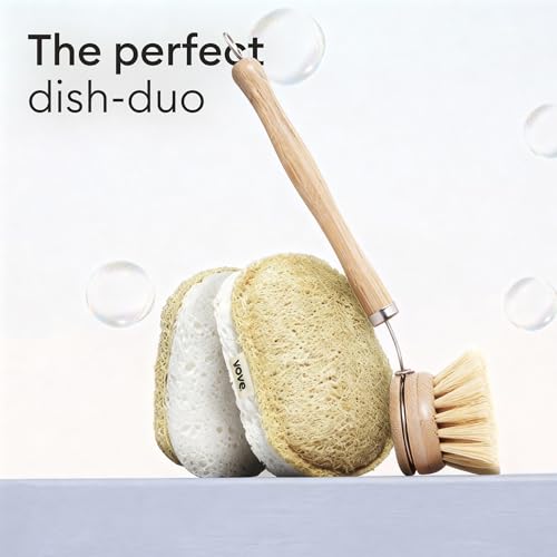 Vove Scrub Sponges 4 Pack, Cellulose & Cotton with Natural Loofah, Eco-Friendly Loofah Dish & Kitchen Sponges, Bathroom Scrubbing Pads, FSC-Certified Packaging - size: 4 Pack