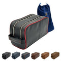 Men's Toiletry Travel Bag, Premium PU Leather Travel Kit, Metal Zippers & Bottom Studs, Velvet Dust Bag & Shape-Retention Packaging/Gift Ready For Groomsmen, Anniversary, Birthday Gifts BLACK/BURGUNDY - color: BLACK/BURGUNDY