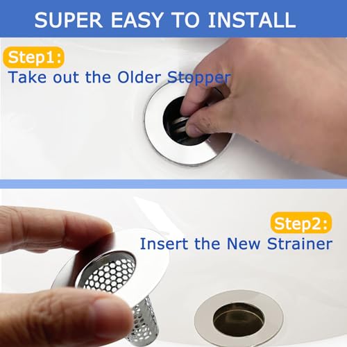 Bathroom Sink Drain Strainers for 1.1"-1.25" Depth Than 1.3" Drain Hole Catcher for Bathroom Sink,Laundry, Utility, RV Sink.Small Conical Bathroom Sink Strainer Basket - size: Recommend:1.1 inch Mouth Wide