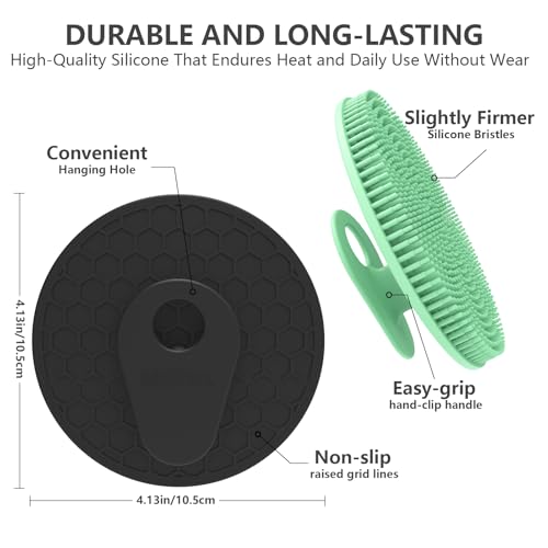 Silicone Body Scrubber 4 Pack, BEAUTAIL Shower Bath Scrubber, Gentle Exfoliating Brush for Women Men Sensitive Skin, More Hygienic Than Traditional Loofah, Long Lasting (Black+Blue+Pink+Green) - color: Black+blue+pink+green