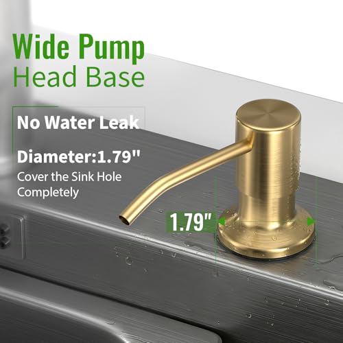 Kitchen Sink Soap Dispenser, Built in SoapDispenser, 47" Extension Tube kit, Counter Lotion Dispenser Pump, No Need More Refills (Gold) - color: Gold