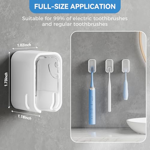 Toothbrush Holders for Bathroom【Innovation Single Slot Design】 2PCS Toothbrush Holder Wall Mounted with Cover for Shower, Single Toothbrush Dispenser Storage Organizer for Family & Travel - color: Clear