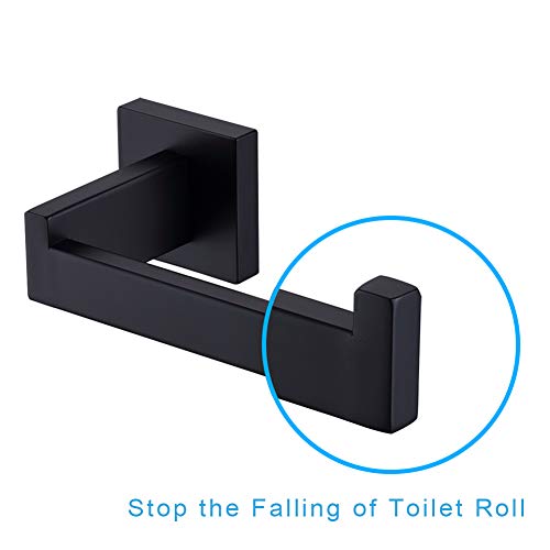 TASTOS Toilet Paper Holder Matte Black, Toilet Tissue Roll Holders Dispenser and Hangers Wall Mounted for Bathroom & Kitchen, Stainless Steel Modern Square Style - color: Matte Black, size: Square (1 pack)