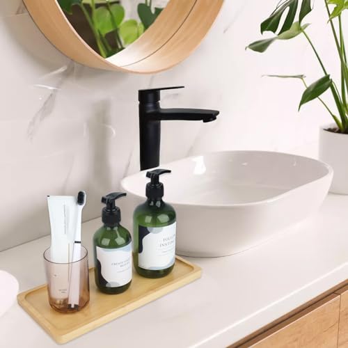 Bamboo Vantity Tray, Bamboo Counter 11.8L x 5.5W x 0.55H Inch, Vantity Storage for Dresser Tops, Toilet Tank Top Tray for Organizing and Decor Display - color: Clear