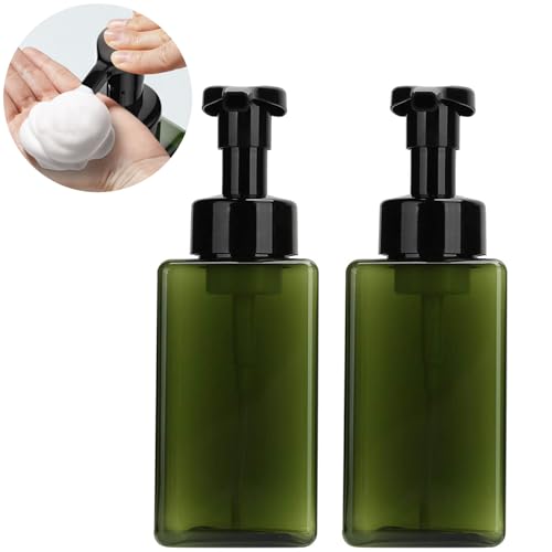 2 PCS-Foaming Soap Dispenser, Hand Soap Dispenser, Refillable Foam Liquid Hand Soap Empty Plastic Pump Bottle Container for Bathroom Vanities, Kitchen Sink, Hospital, Clinic（17 oz ） (Green) - color: Green