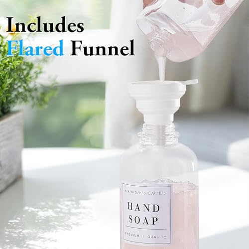 Dish and Hand Soap Dispenser for Kitchen,Glass Soap Dispenser with Pump,Tray,Funnel, Set of 2 Countertop Soap and Lotion Dispenser for Bathroom,Shower, 500ml/16.9oz, - color: Ks-5010-34y-2b