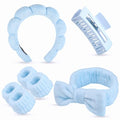 7 Pcs Spa Set, Facial Headband and Wristband Set, Skincare Accessories, College Style Girl Idea Gifts, Hair Accessories for Women and Girls (Blue) - color: Blue