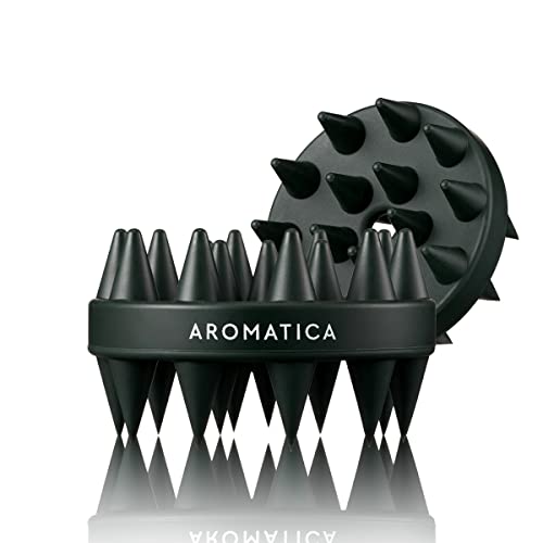 AROMATICA Dual-Sided Scalp Care Shampoo Brush - Silicone Scalp Massager Hair Growth, Scalp Scrubber & Exfoliator, Shampoo Brush for Shower Hair Wash and All Hair Types, Deep Cleansing Scalp Brush