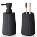 YAUKPH Bathroom Accessories Set 2 Piece Soap Dispenser and Toothbrush Holder for Bathroom Countertop Striped Black - color: Striped Black