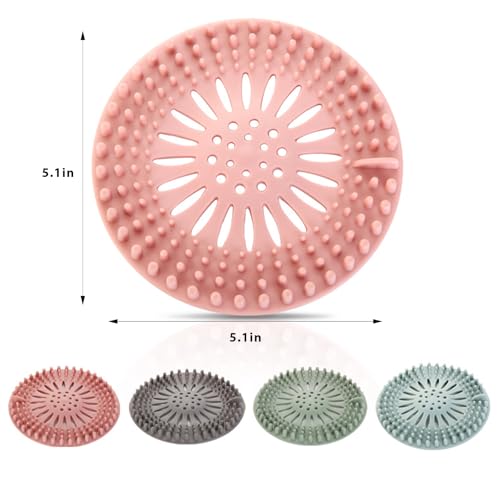 Hair Catcher Drain Cover Set for Shower Sink Floor Use Silicone Hair Stopper in Multiple Shapes Colors for Home Cleaning(Multicolor,Round) - color: Multicolor,round, size: F